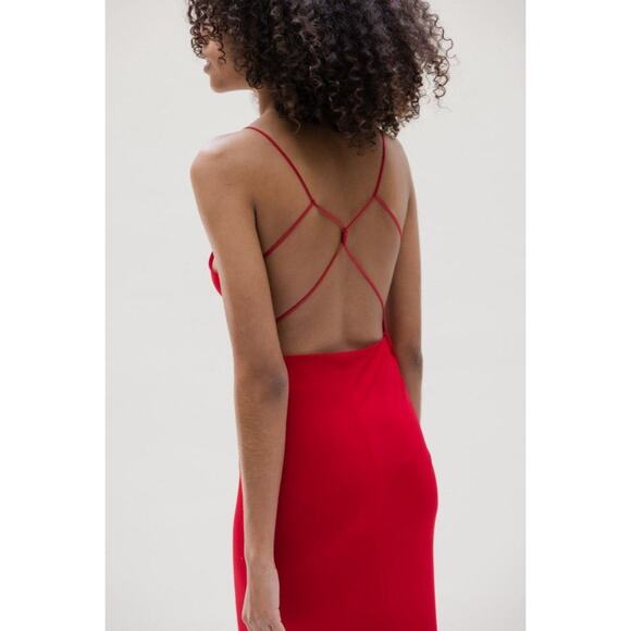 Musier Paris Red Iraklia Strappy Backless Midi Dress Women’s Size 6 / FR 38 - Picture 2 of 12